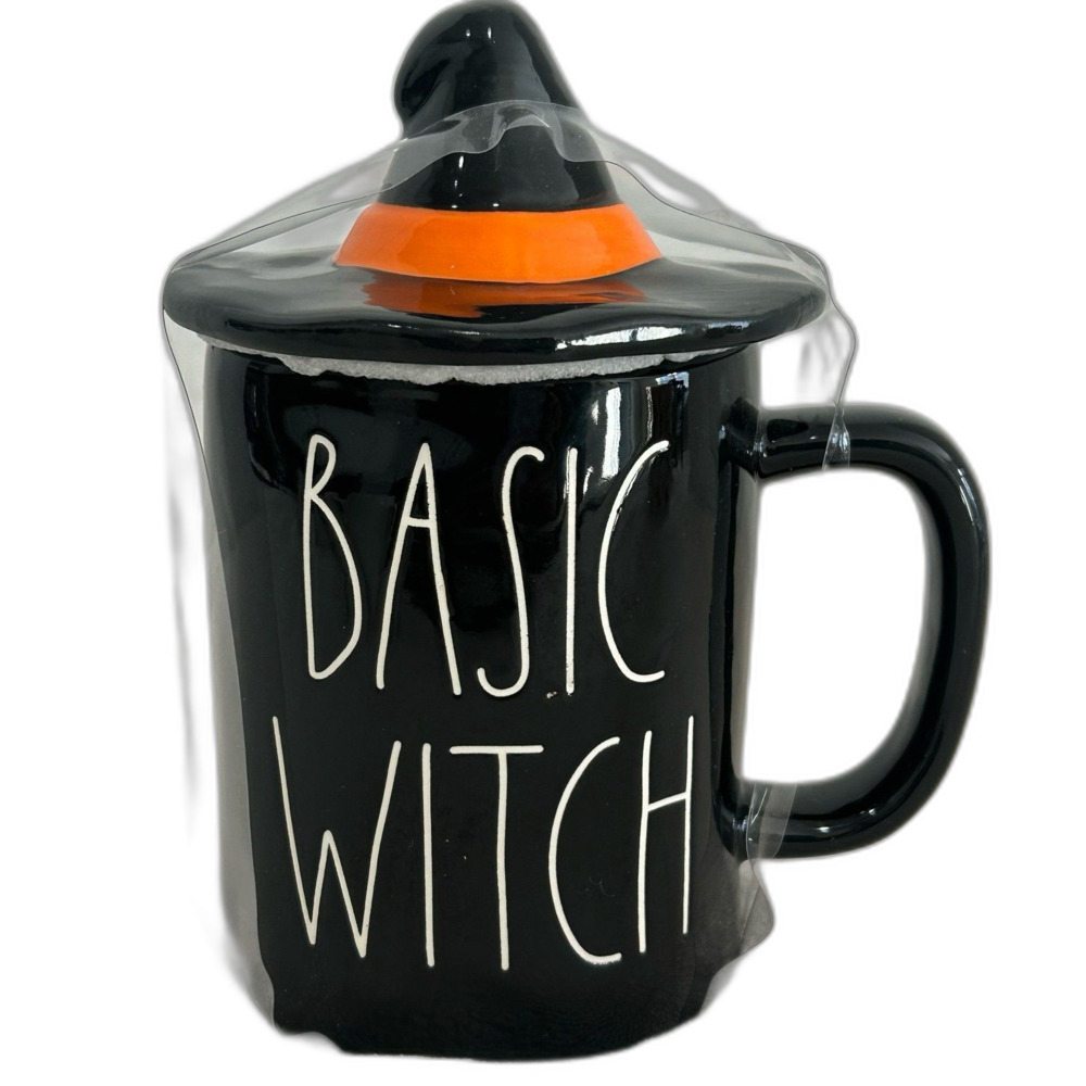 Rae Dunn Ceramic Mug BASIC WITCH Removable Lid Artisan Collection by Magenta